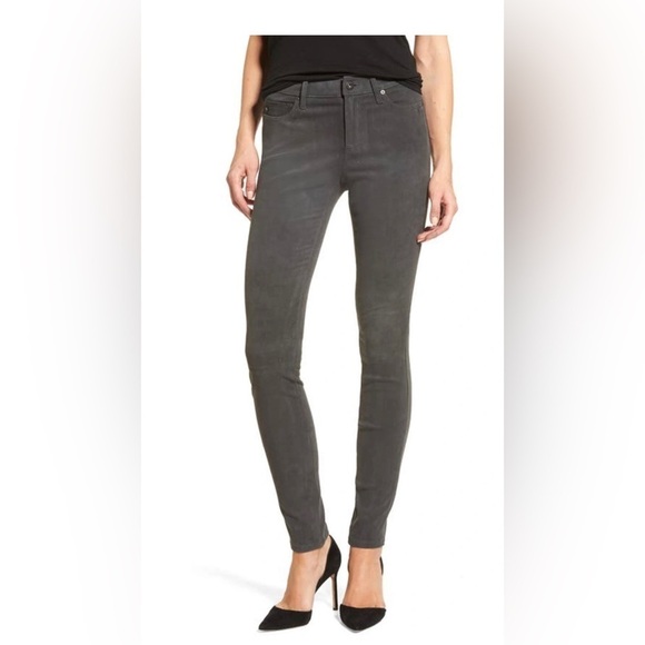 AG NUBUCK LAMB LEATHER SUEDE THE LEGGING SUPER SKINNY pants gray 24 NEW - Picture 1 of 10